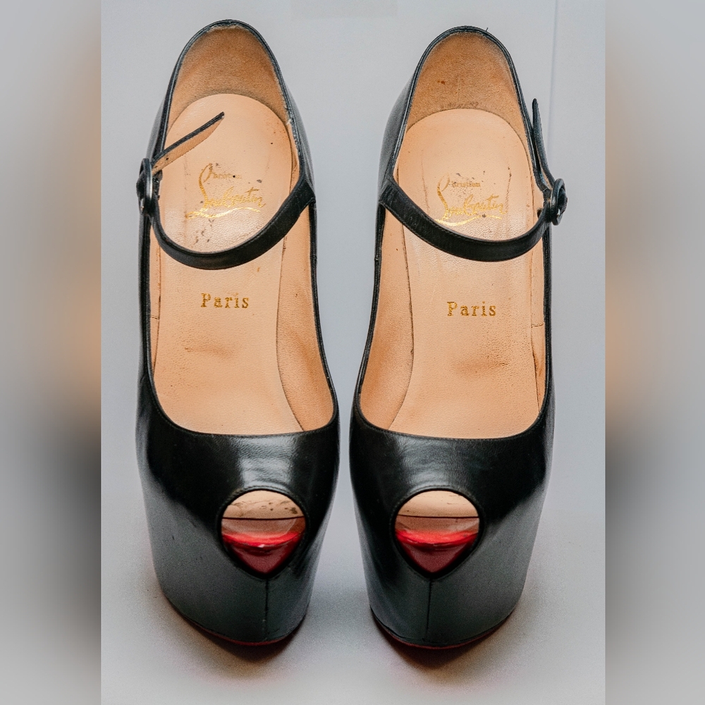 Christian louboutin lady highness 160 Kid/Patent calf toe sz 38.5